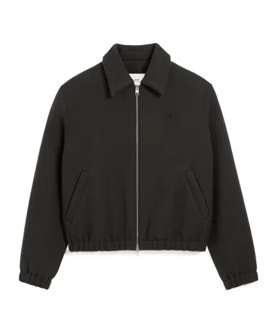 AMI ALEXANDRE MATTIUSSI AMI LOGO EMBROIDERED ZIP-UP JACKET