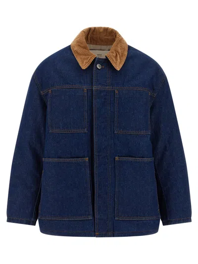 Ami Alexandre Mattiussi Ami Paris Denim Padded Jacket In Blue
