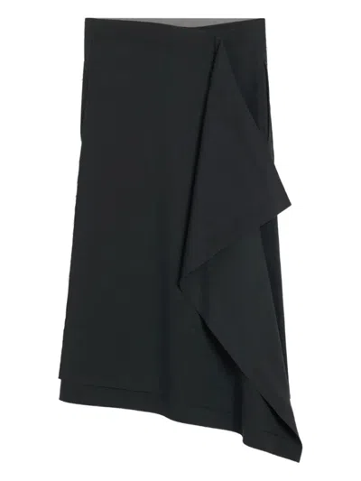 AMI ALEXANDRE MATTIUSSI WRAP ASYMMETRICAL WOOL SKIRT