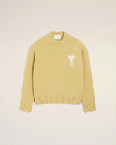 Ami Alexandre Mattiussi Yellow  Alpaca Ami De Coeur Crewneck Sweater Green In Brown