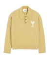 Ami Alexandre Mattiussi Yellow Alpaca Long Sleeves Ami De Coeur Polo In Gold