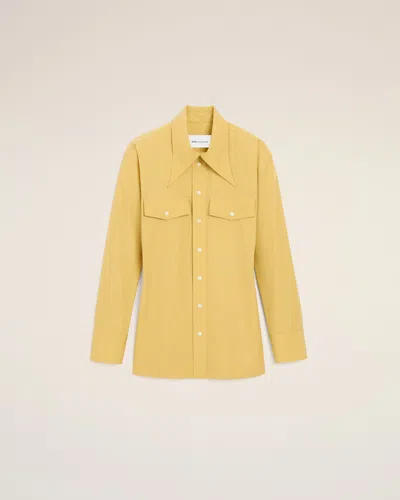 Ami Alexandre Mattiussi Yellow Cotton Sharp Collar Fitted Shirt Yellow