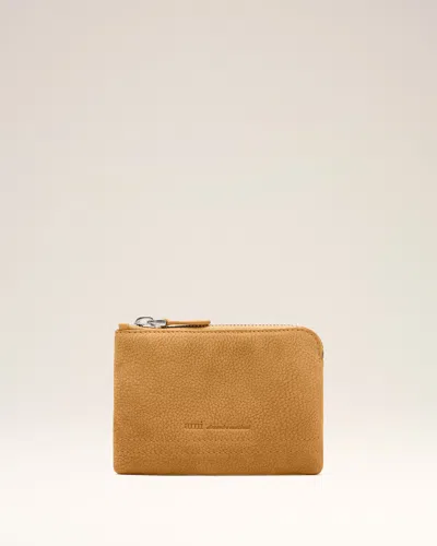 Ami Alexandre Mattiussi Yellow Cow Leather Carrousel Zipped Wallet Yellow In Brown