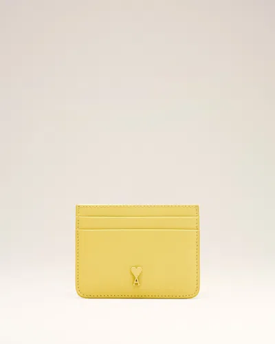 Ami Alexandre Mattiussi Yellow Cowhide Leather Ami De Coeur Card Holder Yellow