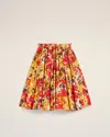 Ami Alexandre Mattiussi Floral-print Cotton Midi Skir In Green/yellow