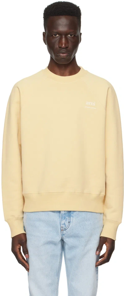 Ami Alexandre Mattiussi Yellow Printed Sweatshirt In Cream/721