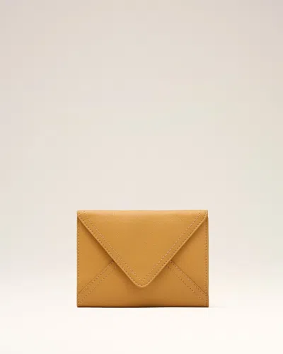 Ami Alexandre Mattiussi Yellow Taurillon Leather Etienne Envelope Passport Holder Yellow In Brown