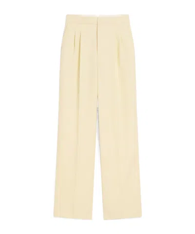 AMI ALEXANDRE MATTIUSSI YELLOW WOOL HIGH WAIST LARGE TROUSERS