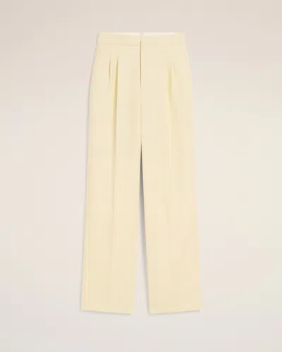 Ami Alexandre Mattiussi Yellow Wool High Waist Large Trousers Yellow In Butter