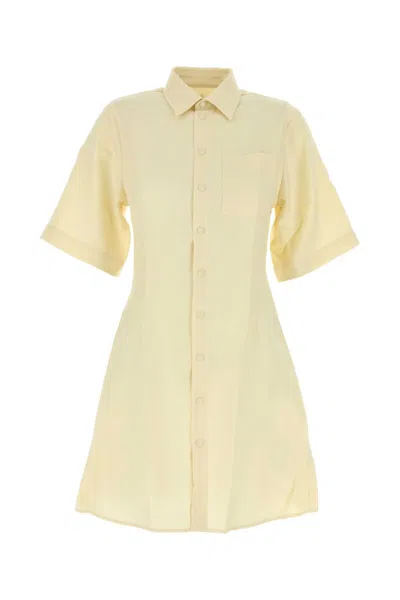 Ami Alexandre Mattiussi Ami Paris Pastel Yellow Wool Shirt Dress