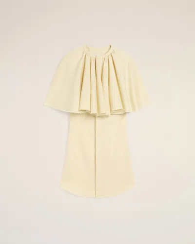 Ami Alexandre Mattiussi Yellow Wool Shirt Dress With Ruff Yellow In Butter