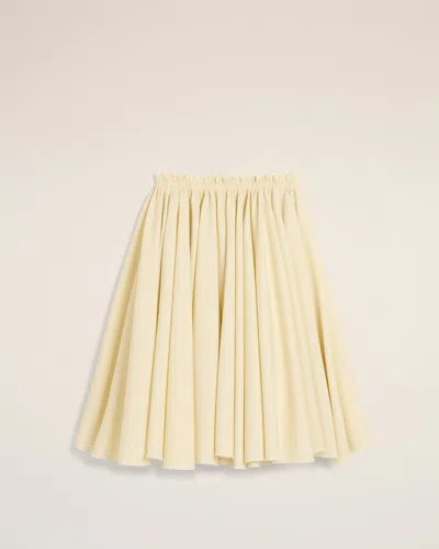 AMI ALEXANDRE MATTIUSSI YELLOW WOOL SKIRT WITH GODETS YELLOW