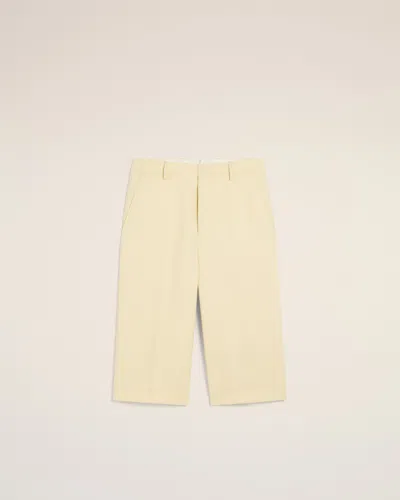 Ami Alexandre Mattiussi Yellow Wool Wide Bermuda Yellow In Butter