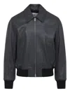 Ami Alexandre Mattiussi Mens Anthracite Regular-fit Spread-collar Leather Jacket In Black