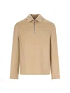 Ami Alexandre Mattiussi Half-zip Long-sleeved Casual Jacket In Beige