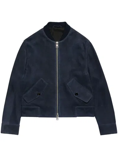 Ami Alexandre Mattiussi Zip-up Goatskin Jacket In Blue