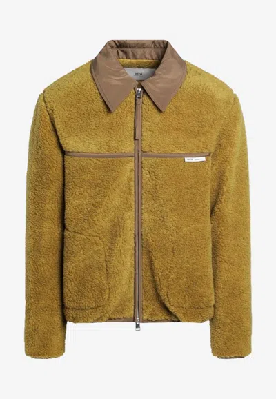 AMI ALEXANDRE MATTIUSSI ZIP-UP SHEARLING JACKET