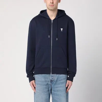 Ami Alexandre Mattiussi Zip-up Sweatshirt Ami De Coeur Night Blue