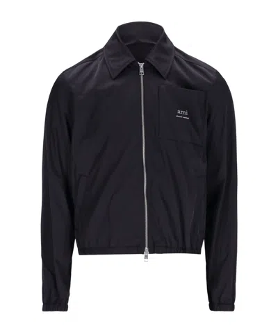 AMI ALEXANDRE MATTIUSSI AMI	PARIS LOGO-LETTERING ZIP-UP BOMBER JACKET