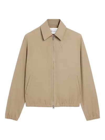 Ami Alexandre Mattiussi Zipped Bomber Jacket In Neutral