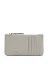 Ami Alexandre Mattiussi Zipped Coeur Leather Cardholder In Gray