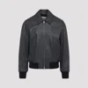 Ami Alexandre Mattiussi Mens Anthracite Regular-fit Spread-collar Leather Jacket In Black