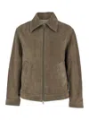 Ami Alexandre Mattiussi Ami Paris Men Grey Jacket With Classic Collar And Front Zip Closure In Suede Man In Grey