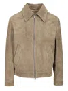 Ami Alexandre Mattiussi Ami Paris Men Grey Jacket With Classic Collar And Front Zip Closure In Suede Man In Grey