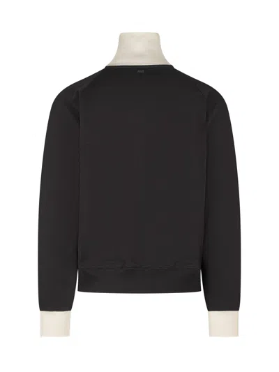 Ami Alexandre Mattiussi Zipped Sweatshirt With Adc In Black/ivory