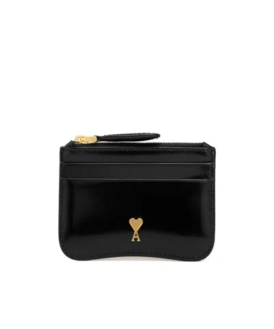 Ami Alexandre Mattiussi Zipper Card Holder In Black