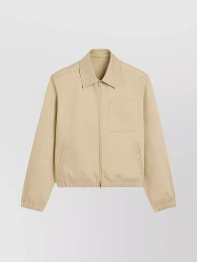Ami Alexandre Mattiussi Zippered Cotton Jacket With Chest And Side Pockets In Orange