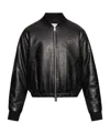 Ami Alexandre Mattiussi Logo-lettering Leather Bomber Jacket In Black