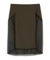 Ami Alexandre Mattiussi Tulle-panel Straight Skirt In Green