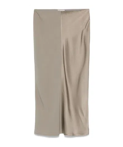 AMI ALEXANDRE MATTIUSSI AMI SATIN UNLINED MIDI SKIRT