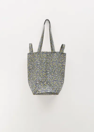 Amiacalva Cotton Flower Tote M In Black / Yellow