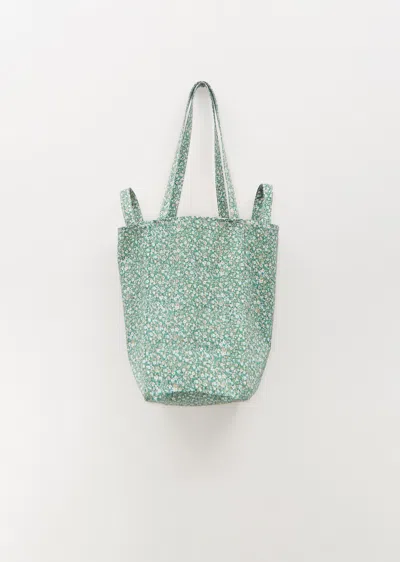 Amiacalva Cotton Flower Tote M In Green
