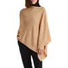 Amicale Women's Cashmere Knit Asymmetrical Poncho In Camel