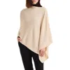 Amicale Women's Cashmere Knit Asymmetrical Poncho In Oatmeal