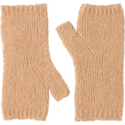 Amicale Boucle Cashmere Blend Fingerless Hand Warmers In Camel
