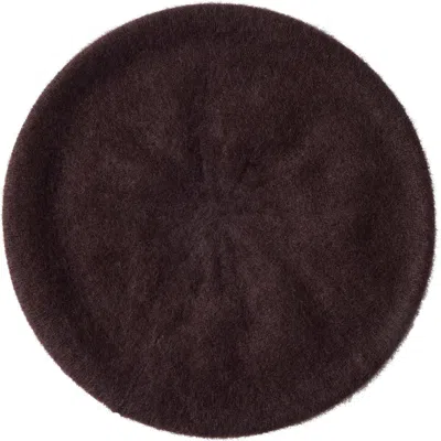 Amicale Brushed Cashmere Beret In Dark Brown