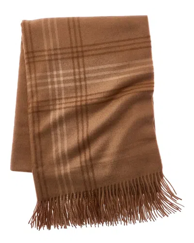Amicale Cashmere 100% Camel Hair Grid Border Throw