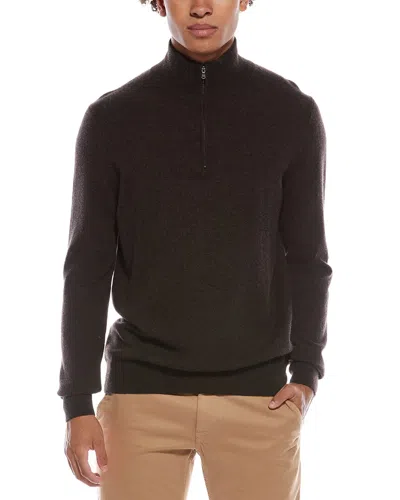 Amicale Cashmere 1/4-zip Cashmere Sweater In Brown