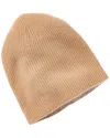 Amicale Cashmere 2 Color Reversible Rib Cashmere Hat In Brown