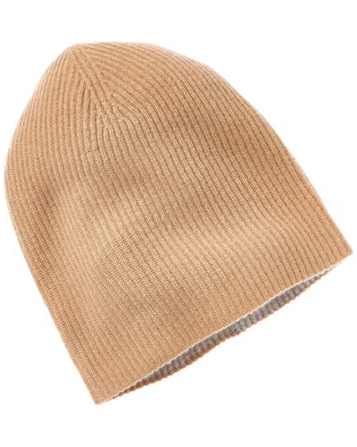 AMICALE CASHMERE AMICALE CASHMERE 2 COLOR REVERSIBLE RIB CASHMERE HAT