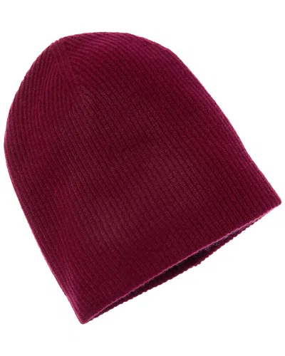 Amicale Cashmere 2 Color Reversible Rib Cashmere Hat In Red