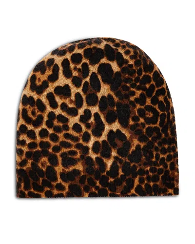 Amicale Cashmere Animal Print Beanie - Exclusive In Brown