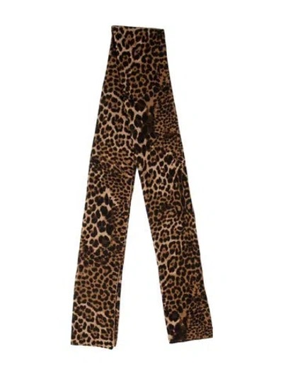 Pre-owned Amicale Cashmere Animal Print Scarf W/ Tags In Brown
