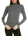 Amicale Cashmere Basic Turtleneck Cashmere Sweater In Grey