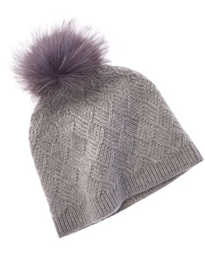 Amicale Cashmere Basketweave Cashmere Hat In Brown
