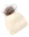 Amicale Cashmere Basketweave Rib Cashmere Hat In Neutral